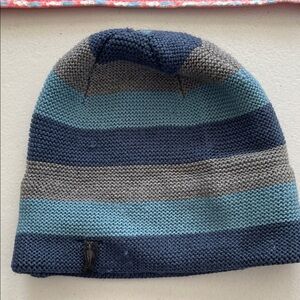 Smartwool Kids Striped Blue and Gray Beanie
